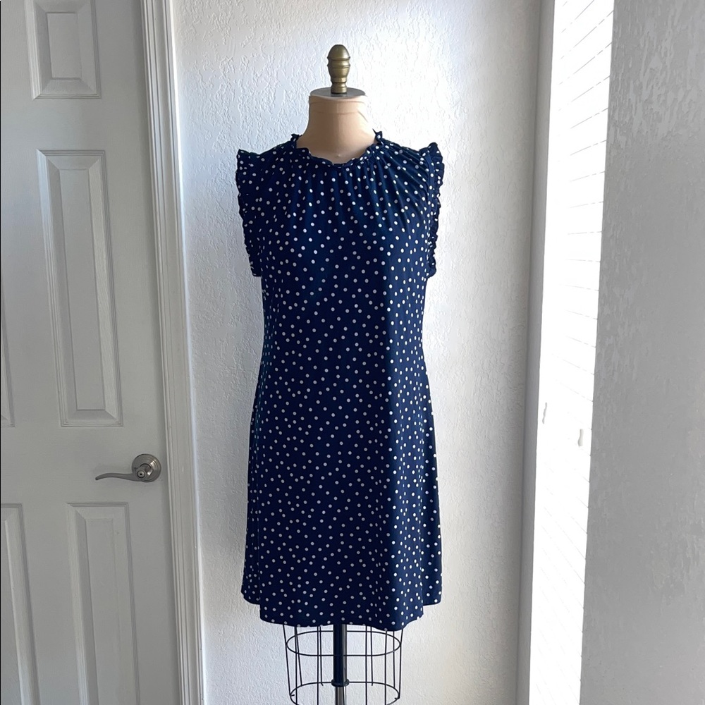 Tommy Hilfiger Women's Navy Polka Dot Sleeveless Dress Size 12